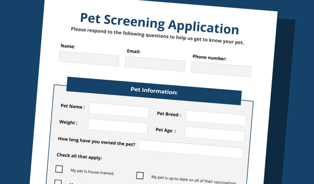 Pet screening application template